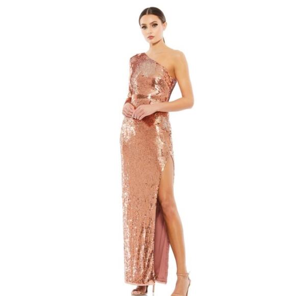 Mac Duggal 10788 One Sleeve High Slit Dress - Picture 1 of 4